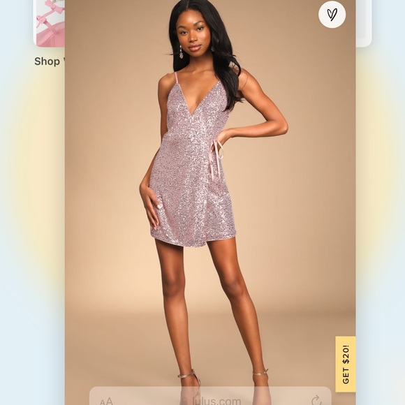 Lulus All That Glistens Light Pink Sequin Wrap Mini Dress - Picture 2 of 6
